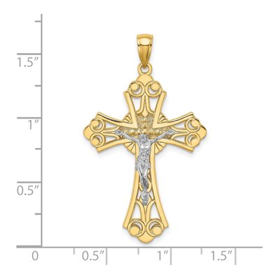 10K Two-Tone Gold Cut-Out Crucifix Pendant – view 4