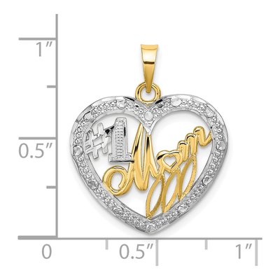 10K Yellow Gold MOM Heart Number 1 Charm – view 4