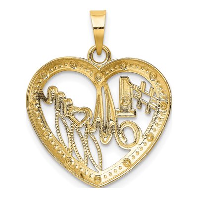 10K Yellow Gold MOM Heart Number 1 Charm – view 5