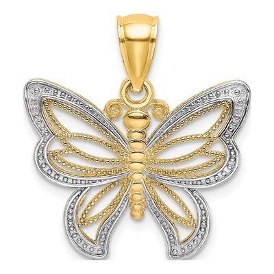 10K Yellow Gold Butterfly Beaded Wing Charm