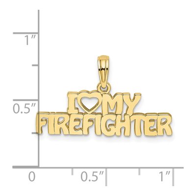 10K Yellow Gold I Heart My Firefighter Charm – view 4
