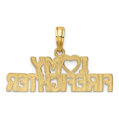 10K Yellow Gold I Heart My Firefighter Charm – view 5