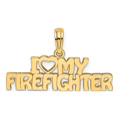 10K Yellow Gold I Heart My Firefighter Charm