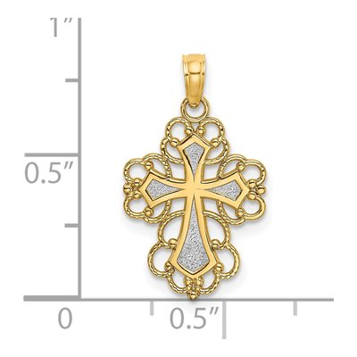 10K Yellow Gold Beaded Cross Charm – view 4
