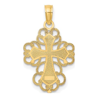 10K Yellow Gold Beaded Cross Charm – view 5