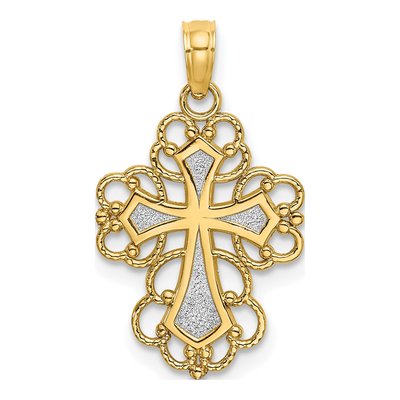 10K Yellow Gold Beaded Cross Charm