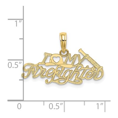 10K Yellow Gold I Heart My Firefighter Charm – view 4
