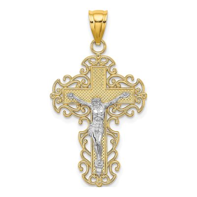 10K Two-Tone Gold Crucifix Charm