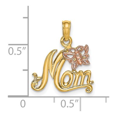 10K Two-Tone Gold MOM Butterfly Pendant – view 4