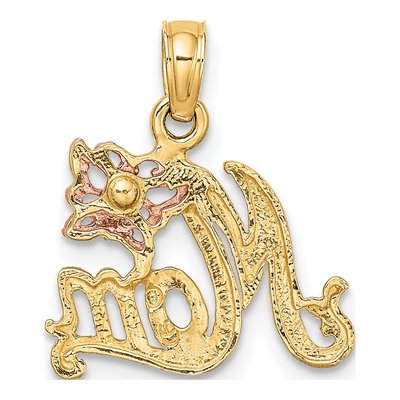 10K Two-Tone Gold MOM Butterfly Pendant – view 5