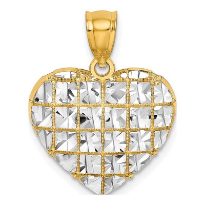 10K Yellow Gold Filigree Heart Charm