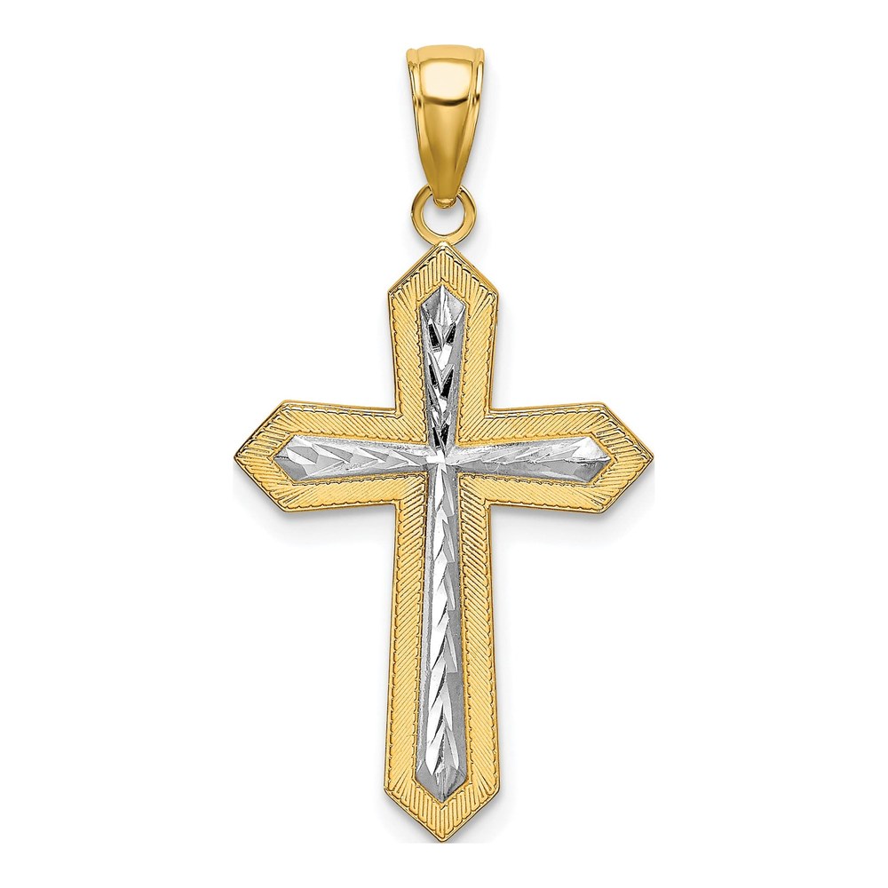10K Yellow Gold Diamond-Cut Cross Pendant