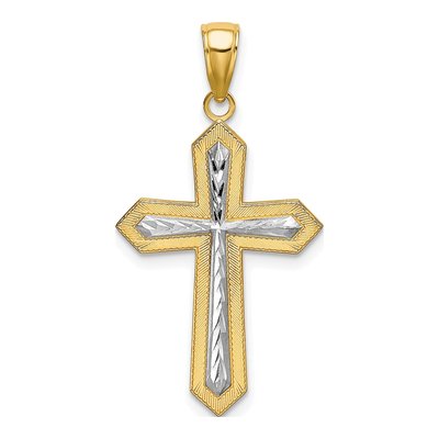 10K Yellow Gold Diamond-Cut Cross Pendant