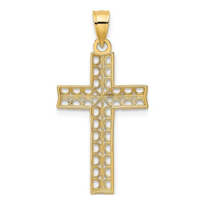 10K Yellow Gold Diamond-Cut Filigree Cross Pendant – view 5