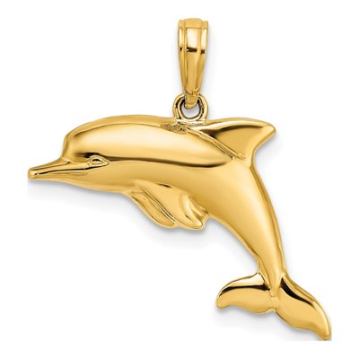 10K Yellow Gold Reversible Dolphin Charm