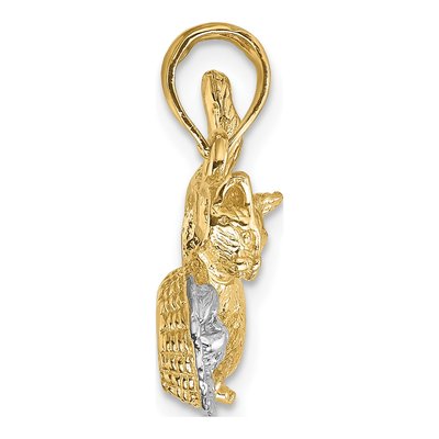 10K Yellow Gold Cat Playing Pendant – view 3