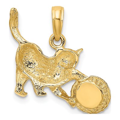 10K Yellow Gold Cat Playing Pendant – view 5