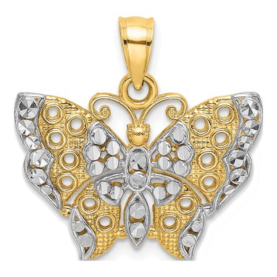 10K Yellow Gold Butterfly Cut-Out Pendant