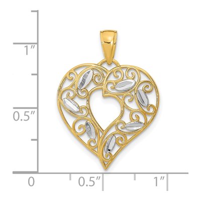 10K Yellow Gold Filigree Heart Charm – view 4