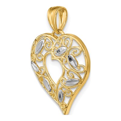 10K Yellow Gold Filigree Heart Charm – view 6