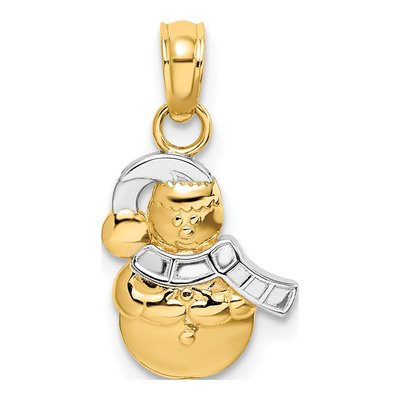 10K Yellow Gold Snowman Pendant