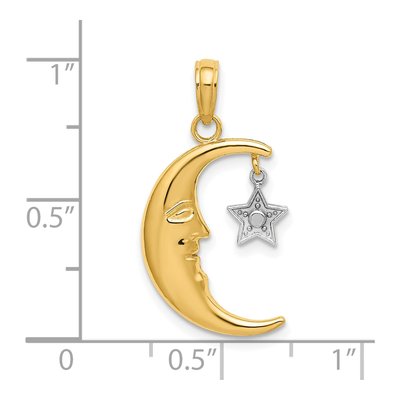 10K Yellow Gold Half Moon Star Pendant – view 4