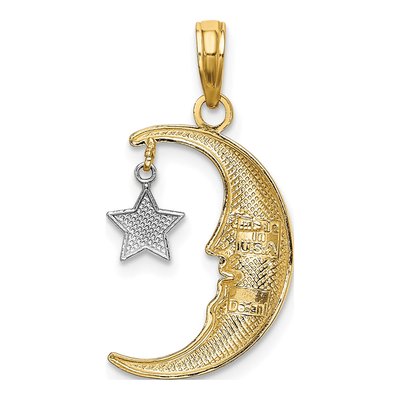 10K Yellow Gold Half Moon Star Pendant – view 5