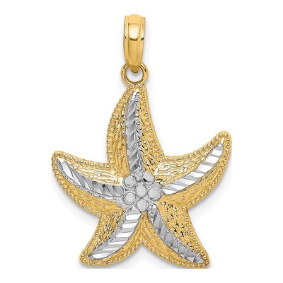 10K Yellow Gold Diamond-Cut Starfish Charm