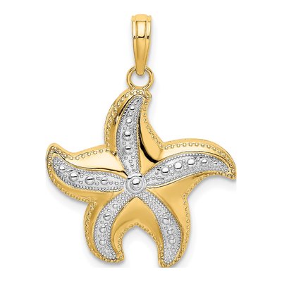 10K Yellow Gold Diamond-Cut Starfish Pendant