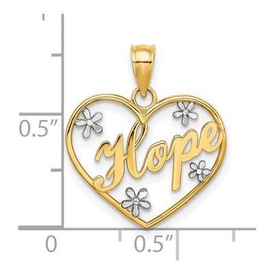 10K Yellow Gold HOPE Heart Flowers Charm – view 4