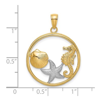 10K Yellow Gold Starfish Circle Pendant – view 4