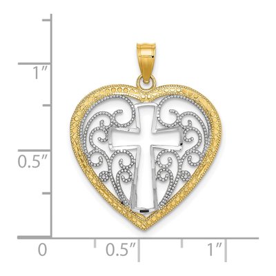 10K Yellow Gold Cross Heart Charm – view 4