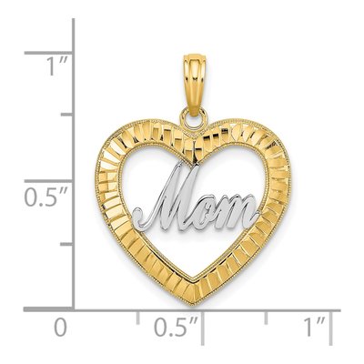 10K Yellow Gold Diamond-Cut Heart Frame MOM Charm – view 4