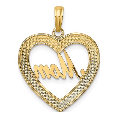 10K Yellow Gold Diamond-Cut Heart Frame MOM Charm – view 5