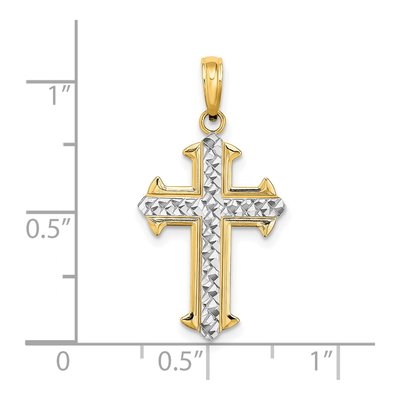 10K Yellow Gold Diamond-Cut Cross Pendant – view 4