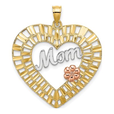 10K Two-Tone Gold MOM Heart Pendant