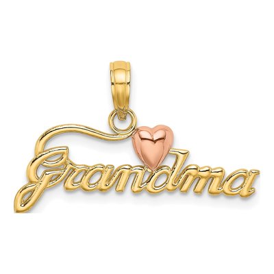 10K Two-Tone Gold Grandma Heart Pendant