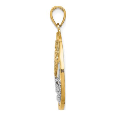 10K Yellow Gold Sun Hearts Circle Pendant – view 3