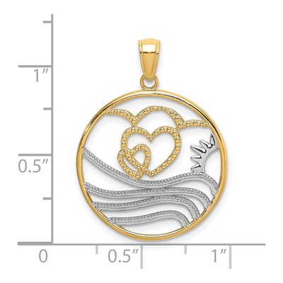 10K Yellow Gold Sun Hearts Circle Pendant – view 4