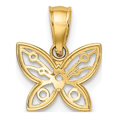 10K Yellow Gold Mini Diamond-Cut Butterfly Charm – view 5