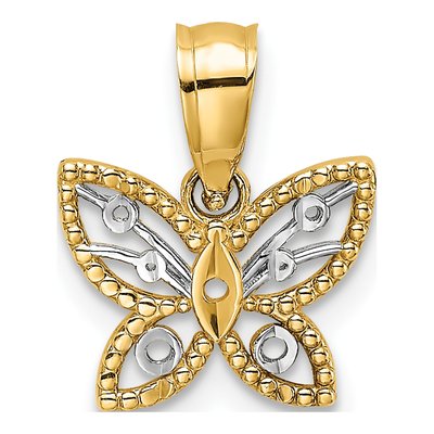 10K Yellow Gold Mini Diamond-Cut Butterfly Charm