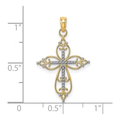 10K Yellow Gold Beaded Cross Charm – view 4