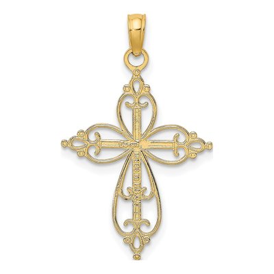 10K Yellow Gold Beaded Cross Charm – view 5