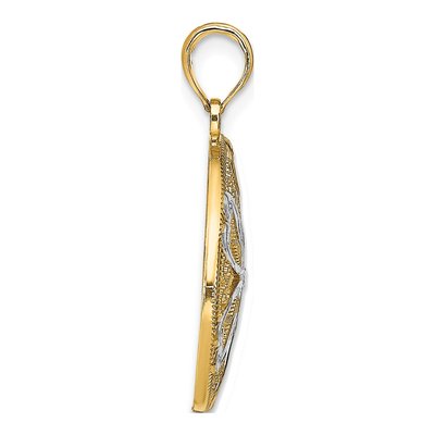 10K Yellow Gold Filigree Flower Heart Charm – view 3