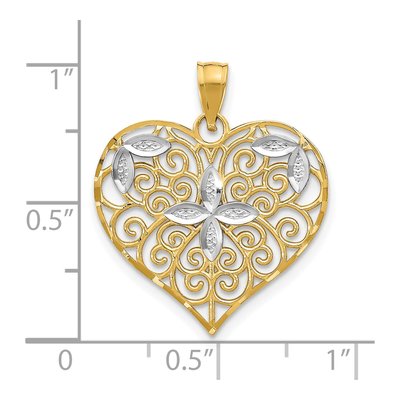 10K Yellow Gold Filigree Flower Heart Charm – view 4