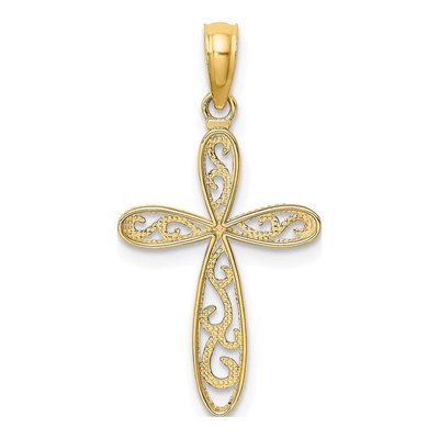 10K Yellow Gold Filigree Cross Charm – view 5