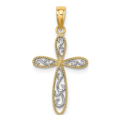 10K Yellow Gold Filigree Cross Charm