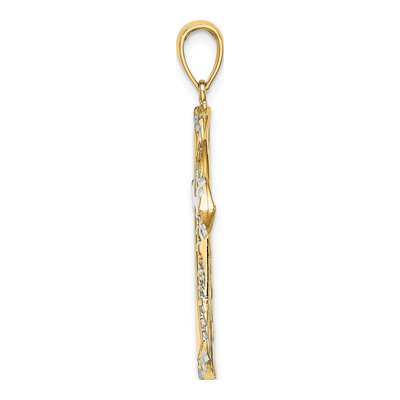 10K Yellow Gold Reversible Diamond-Cut Cross Charm – view 3