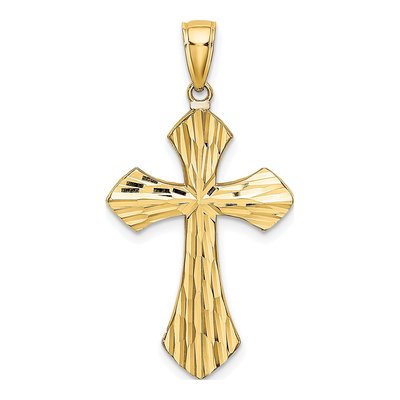 10K Yellow Gold Reversible Diamond-Cut Cross Charm – view 5