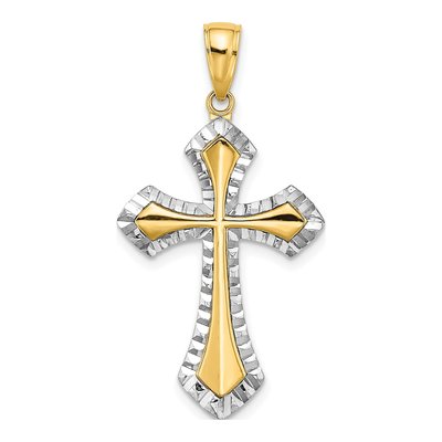 10K Yellow Gold Reversible Diamond-Cut Cross Charm